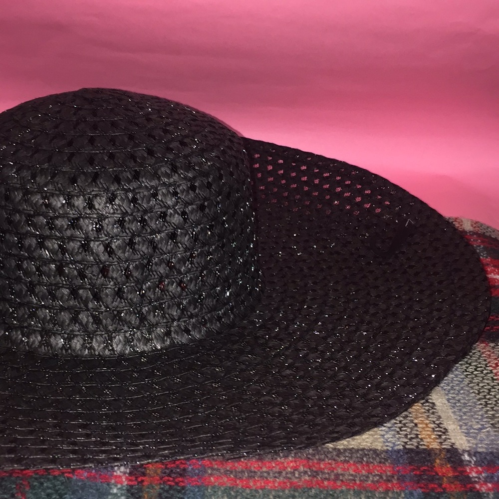NWOT Black Straw Country Beach Sunshade Hat